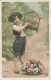 ENFANT - Un Petit Garçon Avec Un Oiseau Dans Une Cage - Panier De Fleurs  - Colorisé - Carte Postale Ancienne - Andere & Zonder Classificatie