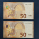 EURO SPAIN 50 V001C4 VA DRAGHI UNC, PAIR CORRELATIVE - 50 Euro