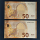EURO SPAIN 50 V015A1 VB DRAGHI UNC, PAIR CORRELATIVE RADAR2 - 50 Euro