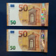EURO SPAIN 50 V022A1 VC LAGARDE UNC, PAIR CORRELATIVE RADAR2 - 50 Euro