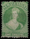 New Zealand 1864  1 Sh - Green QV SG. 350 £  MH Stamp - Ongebruikt