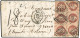 Obl. 26Ax6 - 2 Bandes De 3 Du 2c. Rouge-brun, Obl. GC 3219 S/lettre Frappée Du CàD De ROUEN Du 5 Mars 1871 à Destination - 1863-1870 Napoleon III Gelauwerd