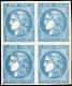 ** 46B - 20c. Bleu. Type III, Report 2. Bloc De 4. Fraîcheur Postale. SUP. - 1870 Ausgabe Bordeaux