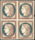 (*) 54 - 10c. Essai De Superposition. Bloc De 4. SUP. R. - 1871-1875 Cérès