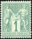 * 61 - 1c. Vert. 2 Pièces. TB. - 1876-1878 Sage (Tipo I)