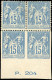 * 101b - 15c. Bleu. 2 Timbres ND, Bas De Feuille Tenant à Normal Dans Bloc De 4. Paire Inférieure **. SUP. - 1876-1878 Sage (Tipo I)