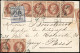 Obl. 6 - 20c. Bleu + 2c. Lauré Type II, Bande De 5 + Paire + Bande De 3 Obl. étoile + Cachet "FELDPOST RELAIS N°68 22 2" - Other & Unclassified