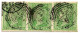 British India 1854 QV 2a Two Anna Green Litho / Typograph "Horizontal Strip Of 3 Stamps" With 4 Wide Margins Fine Used - 1854 Britische Indien-Kompanie