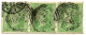 British India 1854 QV 2a Two Anna Green Litho / Typograph "Horizontal Strip Of 3 Stamps" With 4 Wide Margins Fine Used - 1854 Britse Indische Compagnie