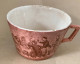 Rare Tasse Ancienne Faïence Vernissée Vieux Rose/brun, Dévot Scène Tournante, Mariage, Orchestre Vers 1875/1900 - Sarreguemines (FRA)