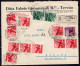 1947 18 NOVEMBRE DEMOCRATICA RACCOMANDATA DA TREVISO PER MILANO AFFRANCATA COL C.80 SASS 549 DIECI ESEMPLARI+L.1,00 IN C - 1946-47 Zeitraum Corpo Polacco