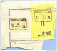 _V849: BRUXELLES-MIDI 3 __A  9 AOUT __  >  LIEGE: SP12/ Fragment Met  " étiquette " : PETITS PAQUETS:71: - Documenten & Fragmenten