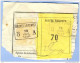 _V856: BRUXELLES-MIDI 3 __A  16 JUIL 1891  >  Deynze: SP12/ Fragment Met  " étiquette " : PETITS PAQUETS:70: - Documents & Fragments