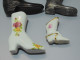 - 4 BOTTES MINIATURES 1 SANTIAG En BRONZE 1 BOTTE PORCELAINE SILVER PLATED  E - Andere & Zonder Classificatie