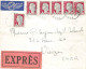 LETTRE. 1960. EXPRES. BONE RP. ALGERIE. PAR AVION. POUR VIERZON. CHER. MARIANNE DECARIS. 150Fr - 1960 Marianne De Decaris