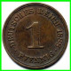 ALEMANIA – GERMANY - IMPERIO MONEDA DE COBRE DIAMETRO 17.5 Mm. DEL AÑO 1889 – CECA- A - KM-1  GOBERNANTE: GUILLERMO I - 1 Pfennig