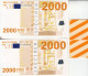 4 SPÉCIMEN 2009 VRAIE FAUSSE MONNAIE 2000 EURO SANS VALEUR DOCUMENT FICTIF NEUF AVEC BRACELET 165X9cm - Specimen