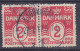 Denmark 1913 Mi. 78, 2 Øre Wellenlinien ERROR Variety (Left Stamp) White Spot In Red Oval Frame (2 Scans) - Plaatfouten En Curiosa