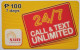 Philippines P100 Sun Cellular Call And Text 24/7 - Philippines