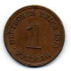 GERMANY - EMPIRE, 1 Pfennig, Copper, Year 1875-C, KM # 1 - 1 Pfennig
