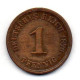 GERMANY - EMPIRE, 1 Pfennig, Copper, Year 1876-F, KM # 1 - 1 Pfennig