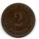 GERMANY - EMPIRE, 2 Pfennig, Copper, Year 1874-D, KM # 2 - 2 Pfennig