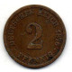 GERMANY - EMPIRE, 2 Pfennig, Copper, Year 1876-F, KM # 2 - 2 Pfennig