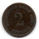 GERMANY - EMPIRE, 2 Pfennig, Copper, Year 1875-J, KM # 2 - 2 Pfennig