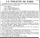 ILLUSTRATION  " LA TOILETTE DE PARIS "  N ° 161 Signé BRAQUET  Descriptif Détaillé  Format 18 X 24 Cm - Vor 1900