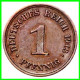 ALEMANIA – GERMANY - IMPERIO 6 MONEDAS SERIE COMPLETA COBRE DIAMETRO 17.5 Mm. DEL AÑO 1913 – KM-10   WILHELM II - 1 Pfennig