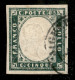 Antichi Stati Italiani - Sardegna - 1857 - 5 Cent Verde Mirto (13Aa) - Usato - Cert. Raybaudi (2.000) - Other & Unclassified