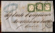 Antichi Stati Italiani - Sardegna - 5 Cent Verde Olivastro (13Dc) - Tre Pezzi (ritagliati Nel Disegno) Su Lettera Da Liv - Otros & Sin Clasificación