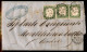 Antichi Stati Italiani - Sardegna - 5 Cent Verde Olivastro (13Dc) - Tre Pezzi (ritagliati Nel Disegno) Su Lettera Da Liv - Other & Unclassified