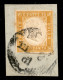 Antichi Stati Italiani - Sardegna - 1861 - 80 Cent Giallo Arancio (17C) Su Frammento - Raybaudi (850) - Andere & Zonder Classificatie