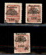 Occupazioni I Guerra Mondiale - Fiume - -1921 - 1 Lira Su 2 Corone (35 - Segnatasse) - Tre Pezzi Con Soprastampe In Posi - Autres & Non Classés