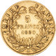 Second-Empire- 5 Francs Napoléon III Tête Nue 1860 Paris - 5 Francs (or)