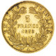 Second-Empire- 5 Francs Napoléon III Tête Nue 1859 Paris - 5 Francs (or)