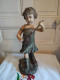 FLAMAND "Jeux D'enfant" Statue Terre Cuite Jeune Fille Au Chariot Et Bassinoire - Gips