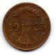 GERMANY - WEIMAR REPUBLIC, 1 Renten Pfennig, Bronze, Year 1923-F, KM # 30 - 1 Renten- & 1 Reichspfennig