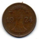 GERMANY - WEIMAR REPUBLIC, 1 Renten Pfennig, Bronze, Year 1924-J, KM # 30 - 1 Rentenpfennig & 1 Reichspfennig