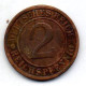 GERMANY - WEIMAR REPUBLIC, 2 Reichs Pfennig, Bronze, Year 1924-E, KM # 38 - 2 Renten- & 2 Reichspfennig
