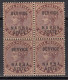 1a Block Of 4, QV MH 887-1898, Chamba State SERVICE, British India - Chamba