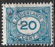 Breukje In De Kaderlijn Links In 1921-22 Cijferzegels 20 Cent Blauw NVPH 109 - Variétés Et Curiosités