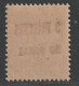 LEVANT - N°39 ** (1923) Cachet à Main : 3pi.30pa Sur 15c Vert Olive - Neufs