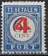1906-1909 Portzegels Donkerblauw / Zwart 6½ Ct Overdrukt In Rood 4 Cent NVPH  P 29 Ongestempeld - Strafportzegels