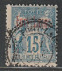 PORT LAGOS - N°3a Obl (1893) 15c Bleu : Surcharge Rouge. - Usados