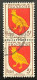 FRA1004Ux2v1 - Armoiries De Provinces (VII) - Aunis - Pair Of 3 F Used Stamps - 1954 - France YT 1004 - 1941-66 Armoiries Et Blasons