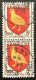 FRA1004Ux2v3 - Armoiries De Provinces (VII) - Aunis - Pair Of 3 F Used Stamps - 1954 - France YT 1004 - 1941-66 Escudos Y Blasones