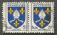 FRA1005Ux2h3 - Armoiries De Provinces (VII) - Saintonge - Pair Of 5 F Used Stamps - 1954 - France YT 1005 - 1941-66 Escudos Y Blasones