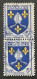 FRA1005Ux2v - Armoiries De Provinces (VII) - Saintonge - Pair Of 5 F Used Stamps - 1954 - France YT 1005 - 1941-66 Escudos Y Blasones